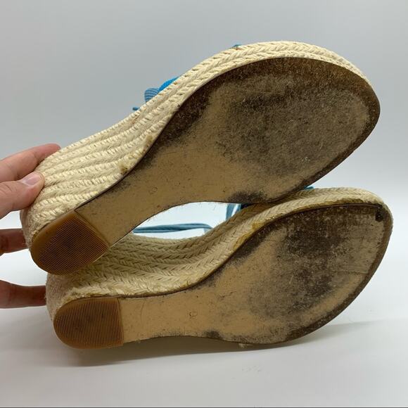 Jeffrey Campbell Western Lady Novelty Print Espadrille Lace Up Ankle Wedges Sz 9 - Picture 13 of 15